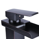 Oil Rubbed Square Faucet Bathroom Single Tap Basin Waterfall Spout Sink Mixer