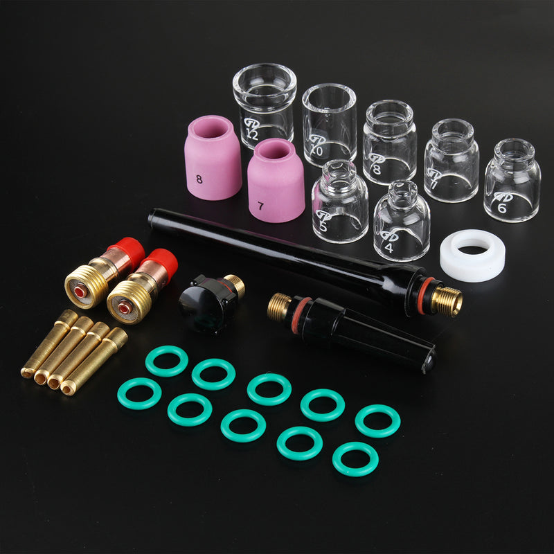 29Pcs TIG Welding Accessories Torch Stubby Gas Slot Glass Cup for WP-17/18/26
