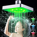 360 Adjustable 6 Inch LED Light Square Rain Shower Head Stainless Steel 3 Color Changing Temperature Control Bathroom Showerhead