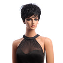 4 Inch Black Short Straight Synthetic Hair Wigs Kabekalon Bang Women Lady