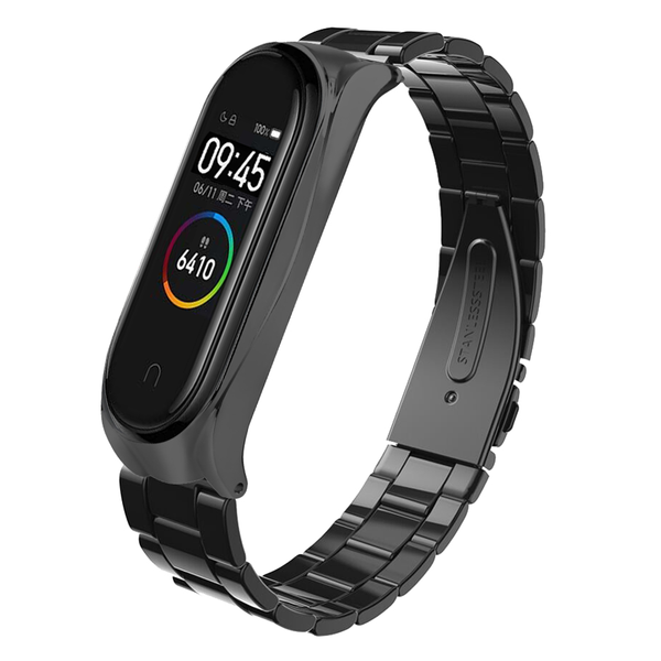 Bakeey Three Beads Solid Stainless Steel Watch Band Watch Strap Replacement for Xiaomi Miband 4