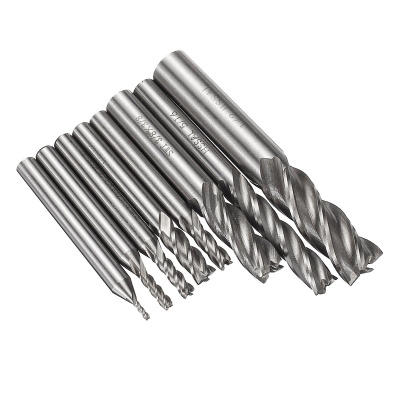 8Pcs/Set Milling Cutter Drill Bit Tools Solid Carbide End Milling Cutter 4 Flute HSS 1/16-1/2 Inch