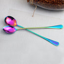 Stainless Steel Colorful Rainbow Long Handle Spoon Tea Coffee Ice Cream Spoon Tableware Craft