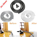 3mx25mm Spiral Wrap Cable Tidy PC TV Wire Binding Organizing Tool Office Home