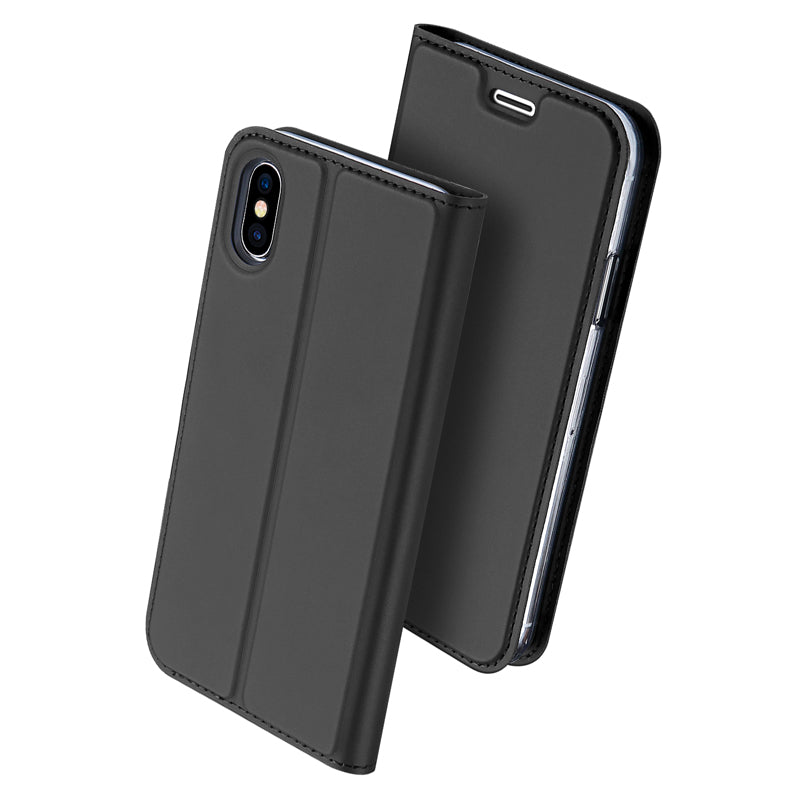 DUX DUCIS Magnetic Flip Card Slot Bracket PU Leather Case For iPhone X