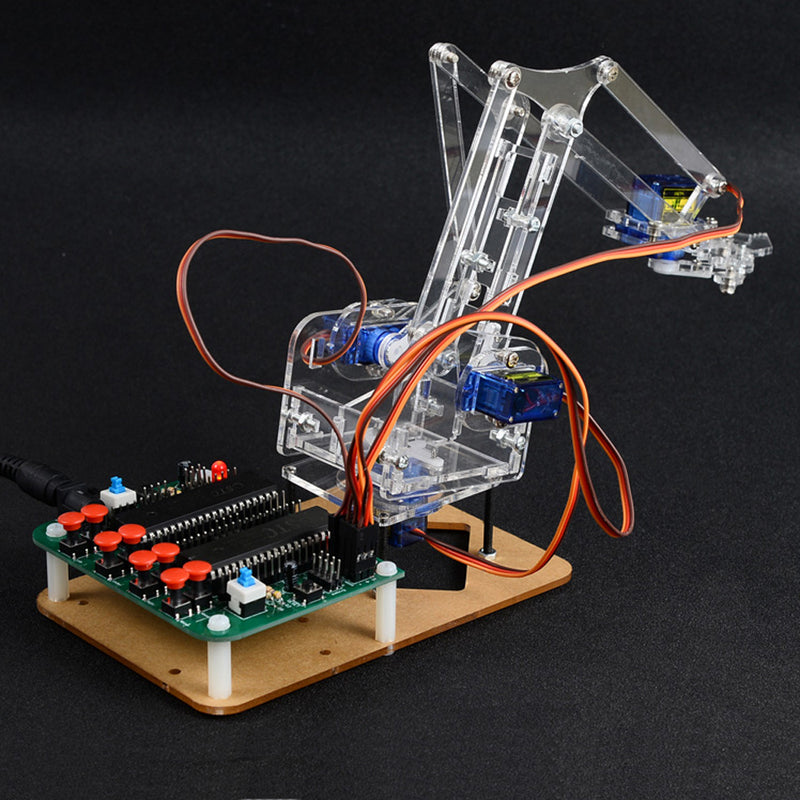 51 MCU Assembling Transparent Acrylic Robot Arm DIY Kit Learning Production Kit