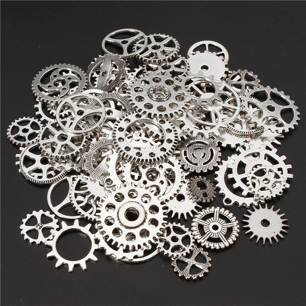 60-70Pcs Steampunk Altered Art Craft Cyberpunk Gear Wheels Decoration Part