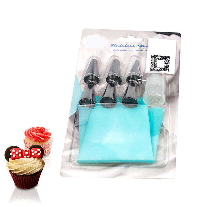 KCASA KC-PN15 7pc/set Silicone Icing Piping Cream Pastry Bag Stainless Steel Nozzle Sets Cake DIY De