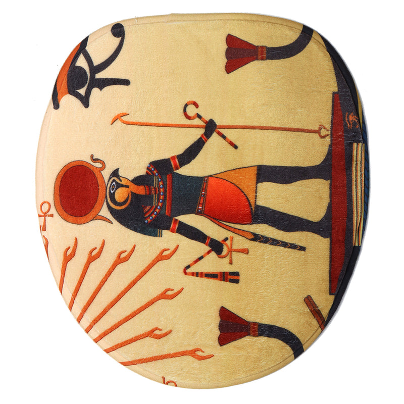 Waterproof Egyptian Style Shower Curtains With 12pcs Hooks Bathroom Toilet Rug Mat Set