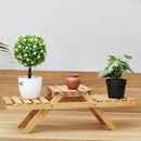 Plant Stand Shelves Flower Pot Rack Bamboo Garden Indoor Outdoor Patio 2 Tier