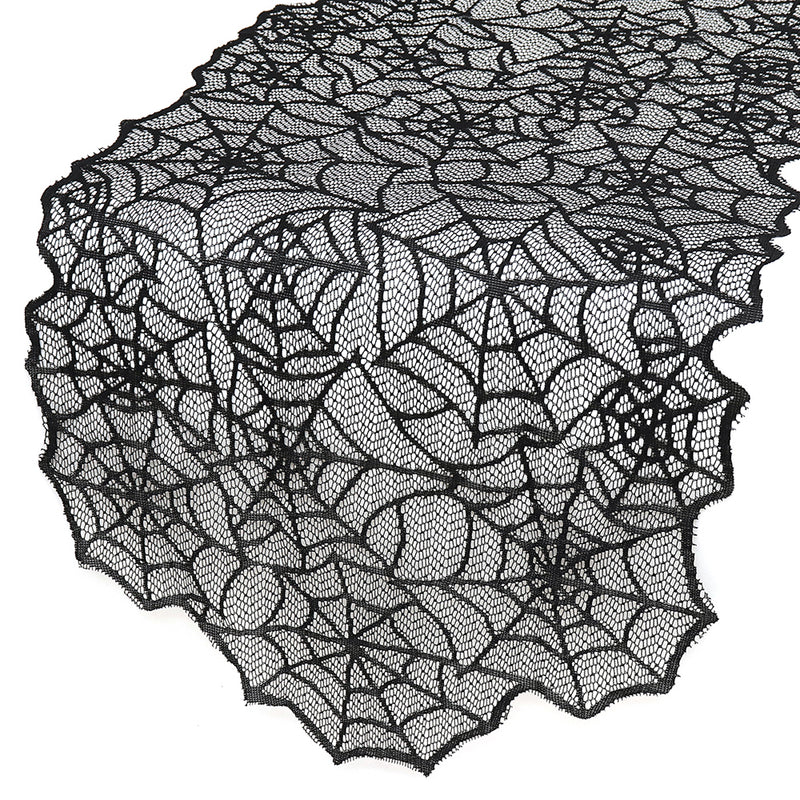 Halloween Decorations Black Lace Spider Web Fireplace Table Cover Haunted House Prop
