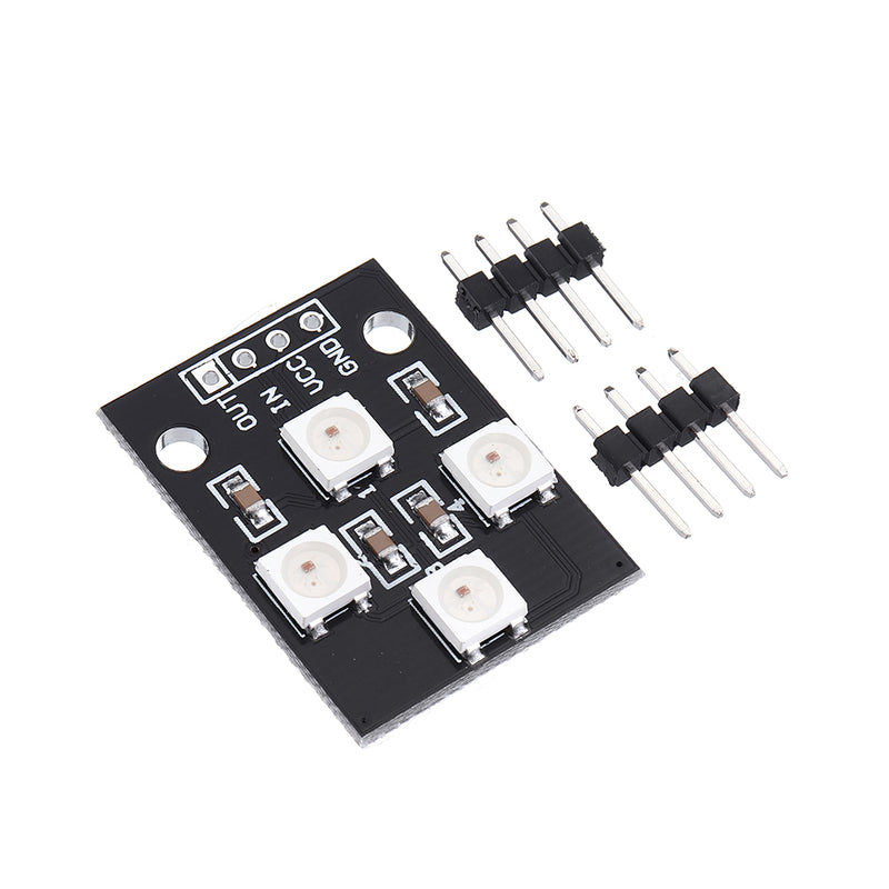 3pcs WS2812B-4 5V 5050 RGB LED Lamp Panel Board 4-Bit Full-color Driver Module Development Board