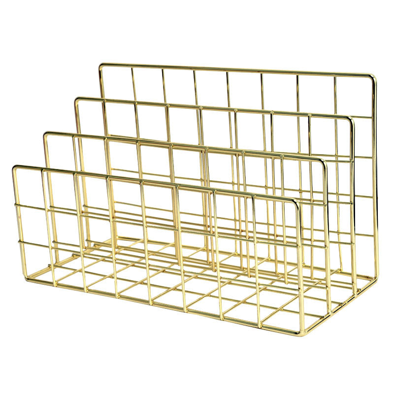 Miwoo MW-021 Simple Iron Bookshelf 3 Slots Desktop Books Files Organizer Holder