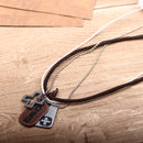 Retro Leather Cross Pendant Necklace Exotic Country Style Necklace For Men