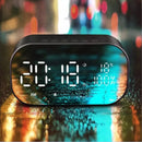 LED Mirror Digital Alarm Clock Portable Wireless bluetooth Speakers MP3 FM Radio Large Time Temperature Display Home Decor Clock