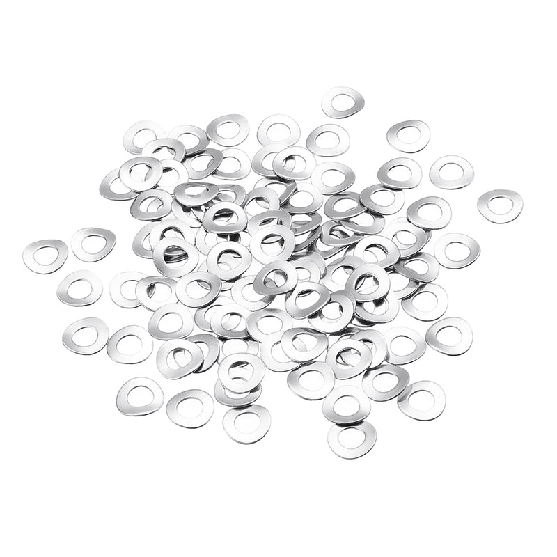 100Pcs M3 M4 304 Stainless Steel Spring Wave Washer Elastic Curved Gasket Pad Assortment Kit