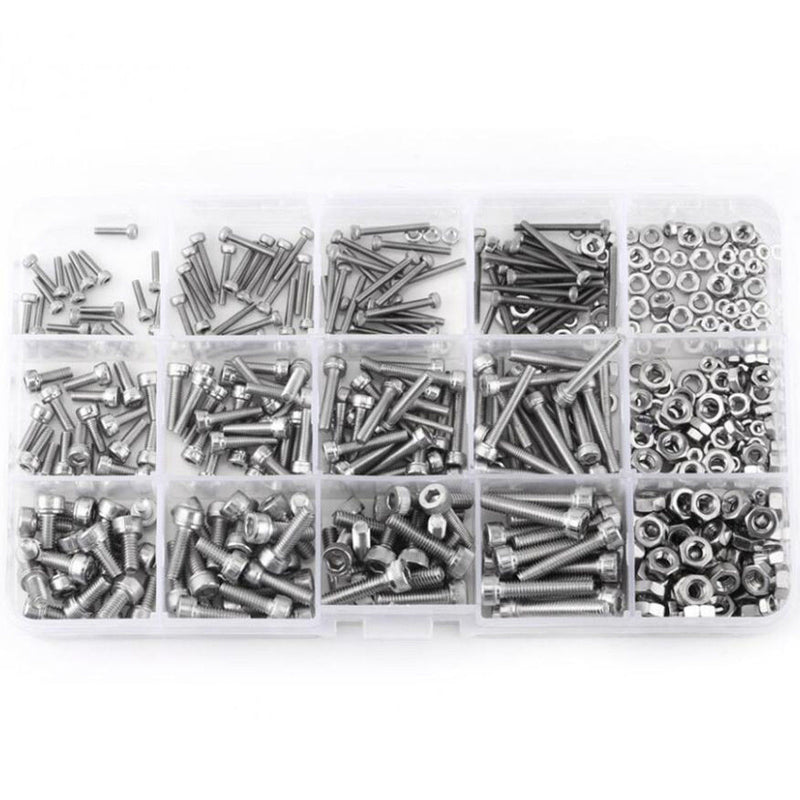 480pcs M2/M3/M4 Hex Socket Screws Set Cap Head Stainless Steel Screw Nuts Repair Tool