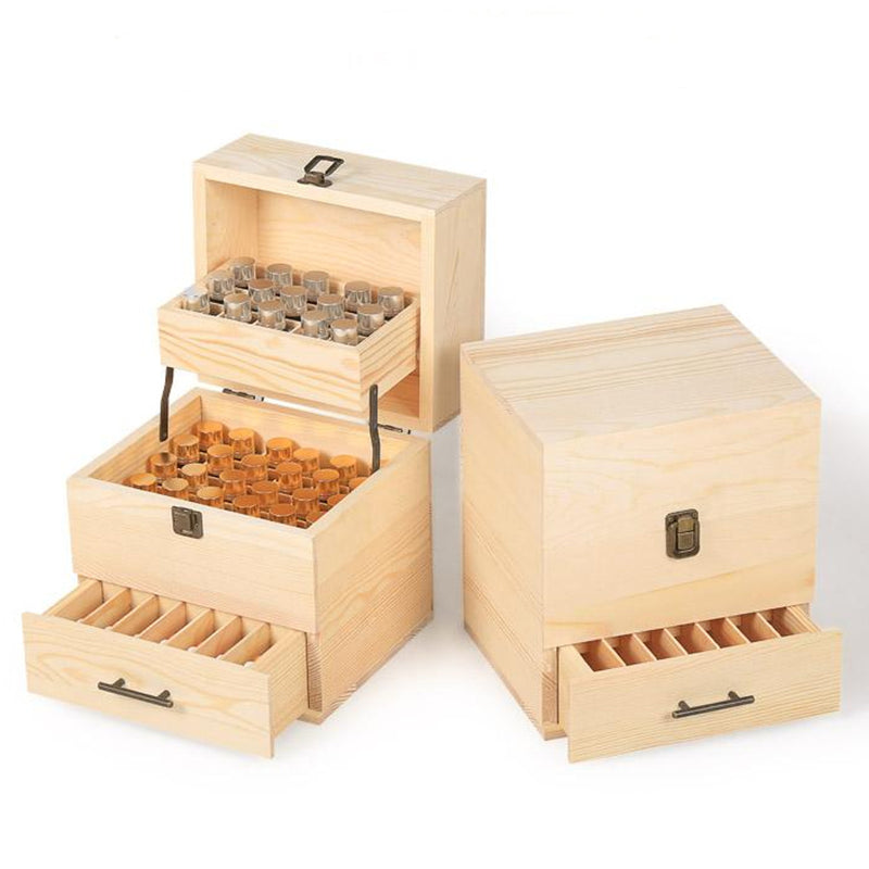 59 Slots 3 Tier Essential Oil Storage Box Wooden Aromatherapy Organizer Roller