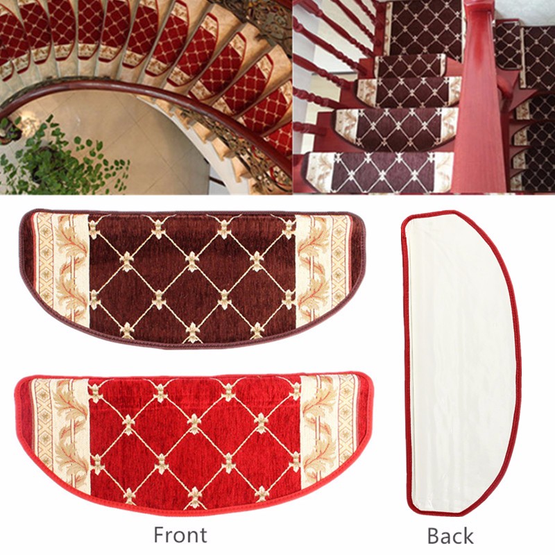 European Style Pastoral Carpet Stair Tread Anti Skid Step Rugs Stair Mats