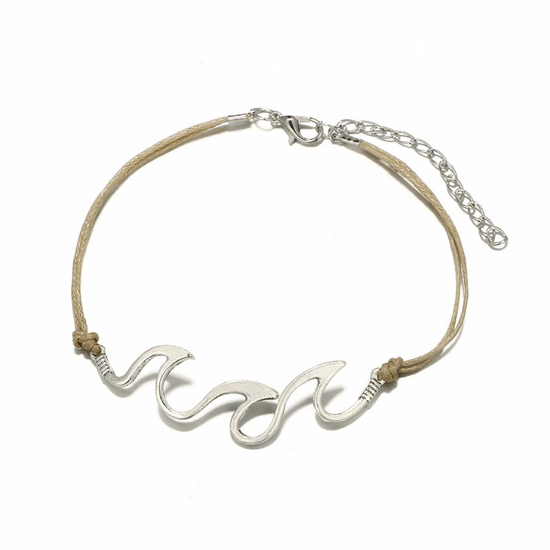 Retro Style Wave Spray Anklet Sliver Alloy Shell Anklets For Women Jewelry