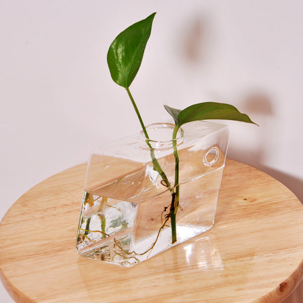 Wall-mounted Rhombus Glass Flower Vase Home Garden Wedding Party Decoration