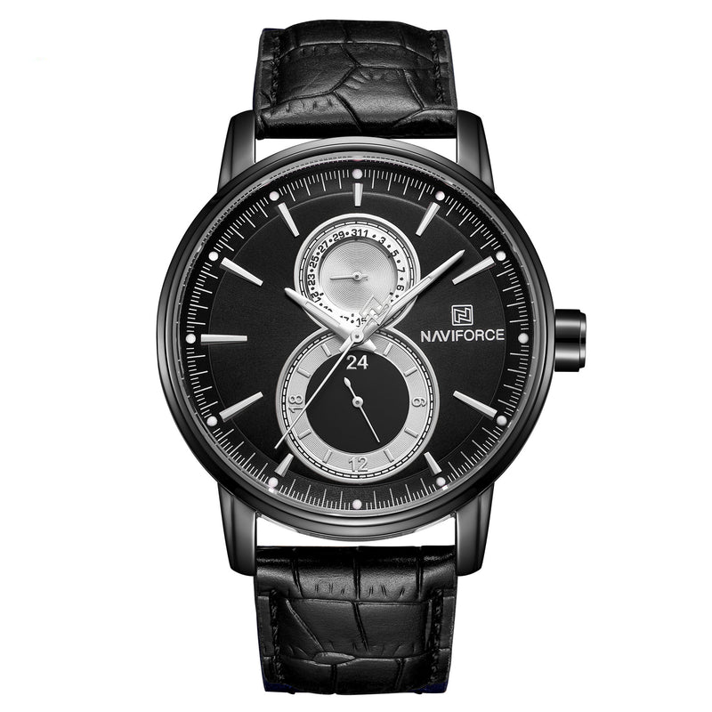 NAVIFORCE 3005 Working Little Dials Quartz Watches Leather Strap Men Wrist Watch