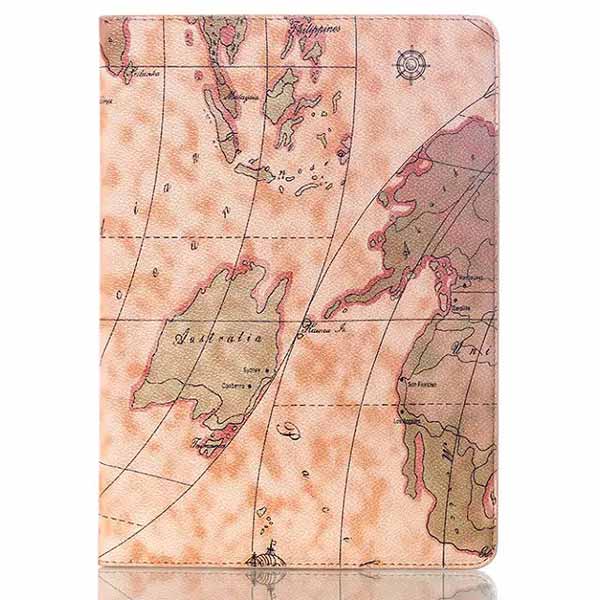 Map Design Folio PU Leather Case Cover For Samsung Tab S T800