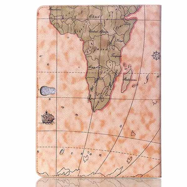 Map Design Folio PU Leather Case Cover For Samsung Tab S T800