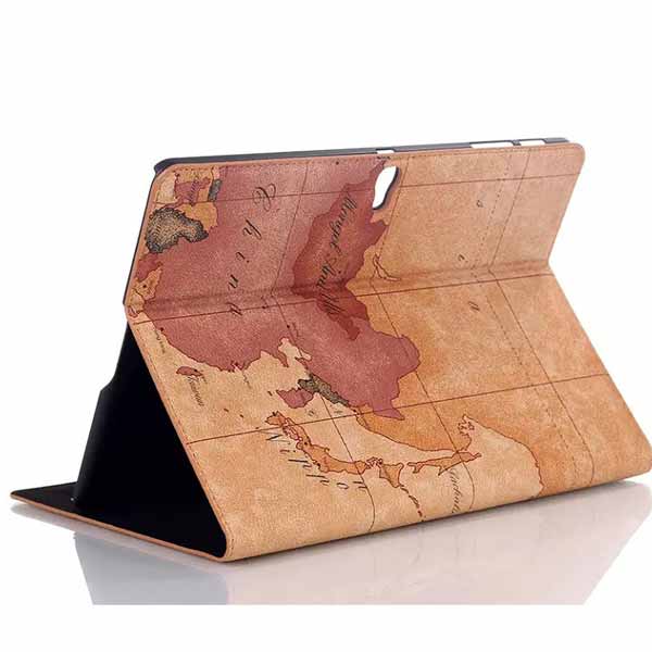Map Design Folio PU Leather Case Cover For Samsung Tab S T800