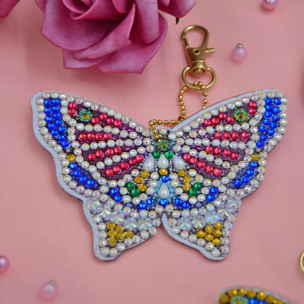 5Pcs Diy Special Shaped Full Butterfly Diamond Painting Keychain Kits Women