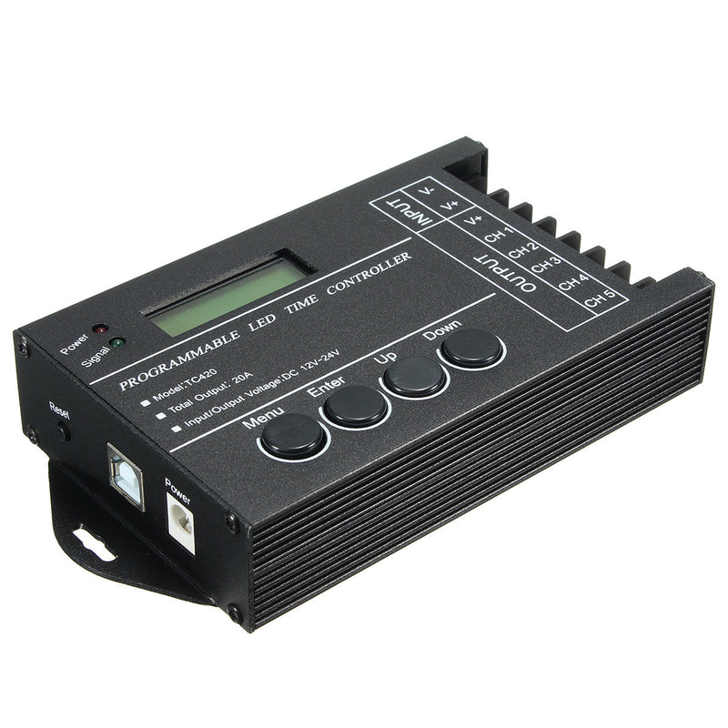 Programmable LED Time Controller DC12V/24V 5 Channels Dimmer RGB