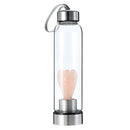 Natural Rock Quartz Crystal Point Healing Angel Statue Glass Elixir Water Bottle