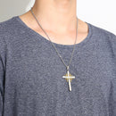 Trendy Silver Gold Men Cross Necklace Stainless Steel Charm Necklaces
