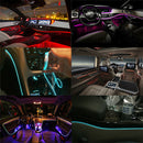 4 In 1 LED Interior EL Strip Lights RGB Optical Fiber Decoration Under Glowing Rock Light App bluetooth Control For Motorcycle Automobile Car