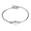 3Colors Jewelry Women'S Stainless Steel Twisted Cable Wire Heart Charm BraceG3G5