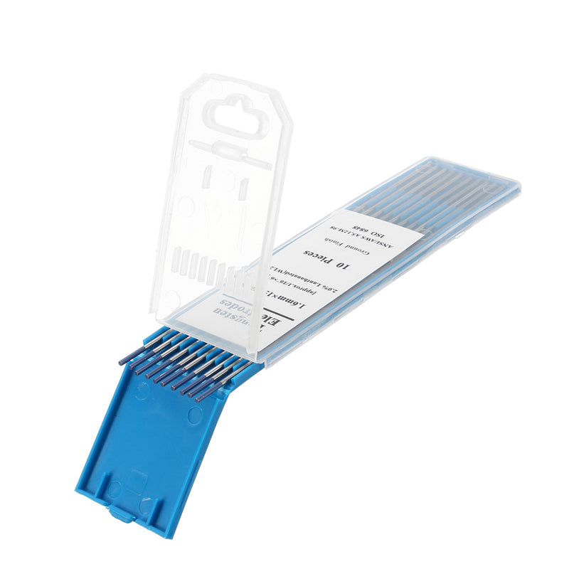 10Pcs TIG Welding Tungsten Electrodes 2% Lanthanated 1/16" x 6" Blue Tip WL20 Assorted Welding Rods