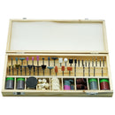 200Pcs/Set Abrasive Tool Mini Wooden Box Rotary Tool Accessory Bit Set For