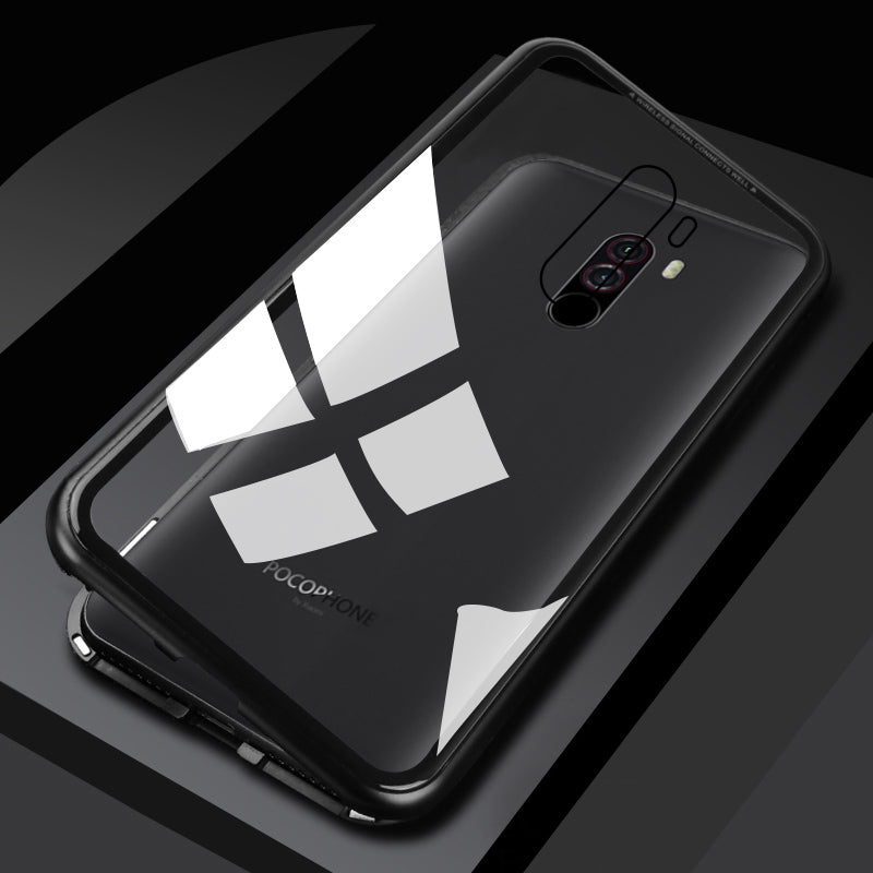 Bakeey 360 Magnetic Adsorption Metal Tempered Glass Flip Protective Case for Xiaomi Pocophone F1