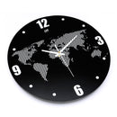 World Map Wall Clock Modern Travel Around Density Fibreboard Record Home Kitchen