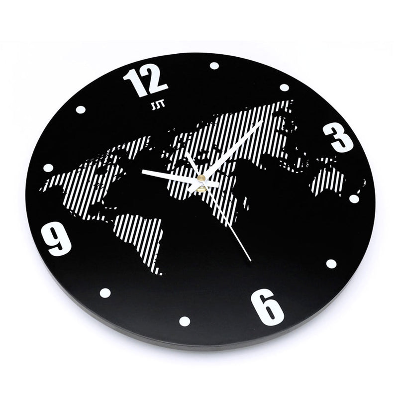 World Map Wall Clock Modern Travel Around Density Fibreboard Record Home Kitchen