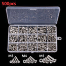 500Pcs Screw And Nut Kits, M5 M3 M4 Steel Various Hexagon Socket Head Bolts