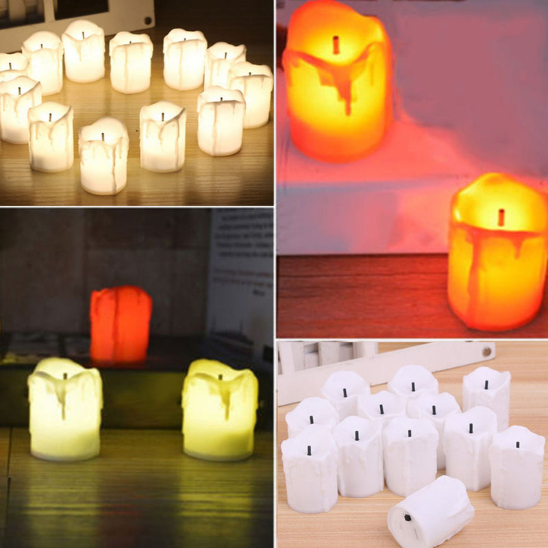 12Pcs LED Tea Light Candle Tea Light Flameless Flickering Battery Decorations