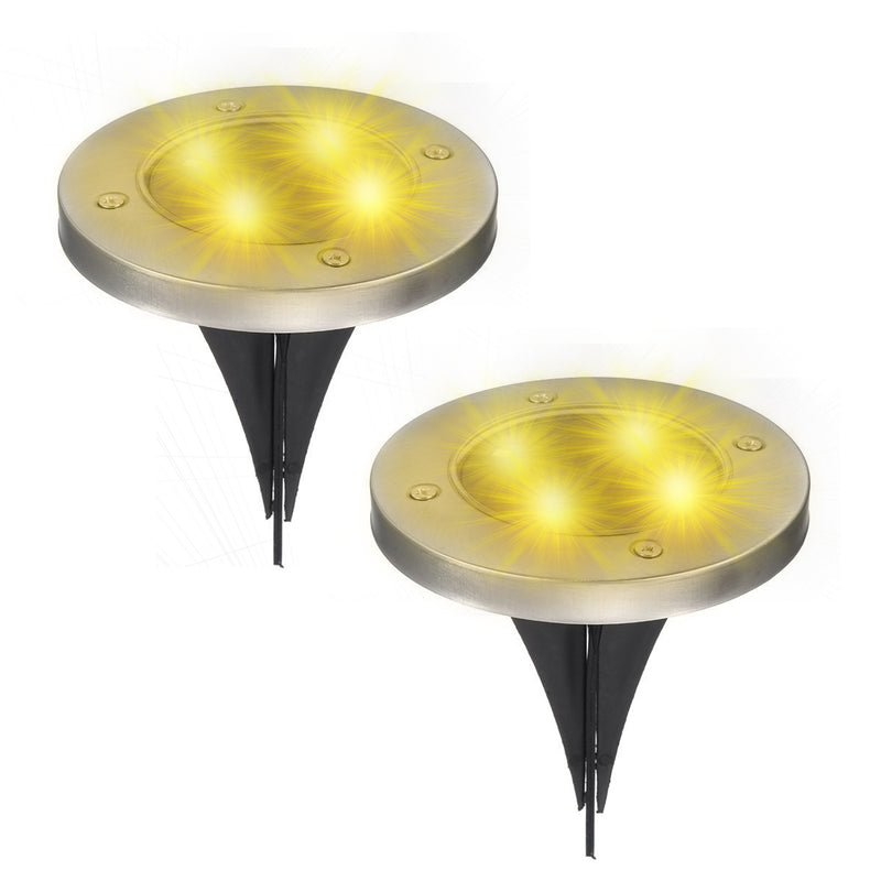2Pcs 4 LED Solar Powered Buried Light Under Ground Lamp Outdoor Pathway Garden