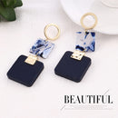 Marble Effect Acrylic Earrings For Women Alloy Geometric Earrings Drop DanglH7M9