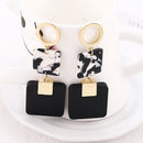 Marble Effect Acrylic Earrings For Women Alloy Geometric Earrings Drop DanglH7M9