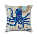 Sea Creature Turtle Fish Sea Horse Square Cotton Linen Cushion Cover Home Decor 4 Styles Pillow Case