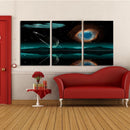 Miico Hand Painted Three Combination Decorative Paintings Starry Meteorite Wall Art For Home Decoration