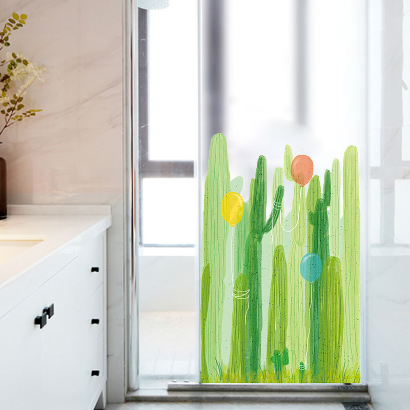 Miico FX82031 2PCS Cactus And Balloon Painting Sticker Glass Door Stickers Wall Stickers Home Decoration Sticker