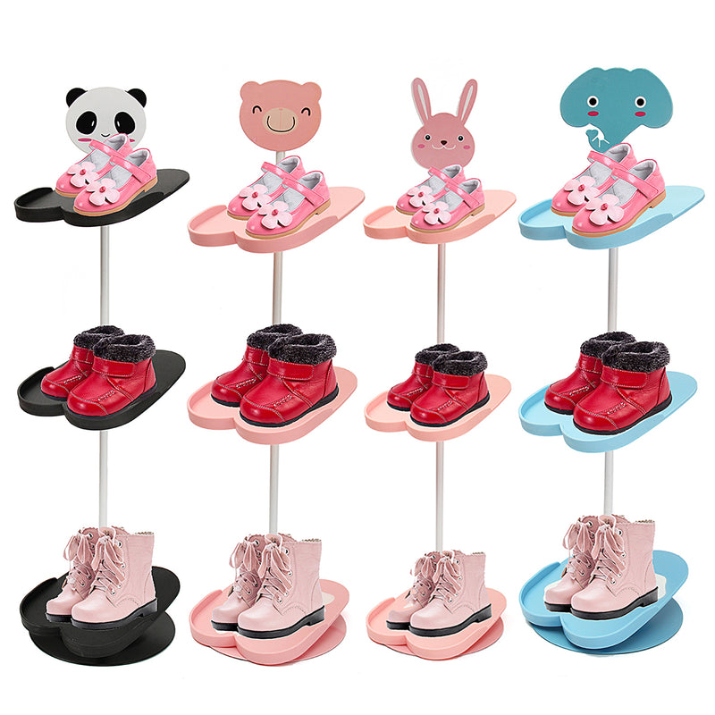 4 Tiers Cute Kids Shoe Racks Stand Space Saving Removable Organizer Shelf Holder