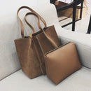 Women Suede Handbags Soft Leather Women Bag 2Pcs Handbags Set Female Should